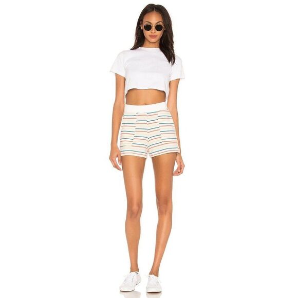 LNA Revolve Brushed Rainbow Stripe Simon Shorts Size M Elastic Waist Pockets - Picture 1 of 9